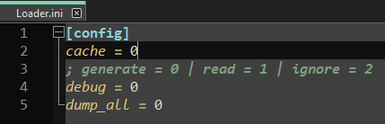 Loader.ini cache = 0